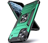 DASFOND Designed for iPhone 11 Pro Max Case, Military Grade Shockproof Protective Phone Case Cover with Enhanced Metal Ring Kickstand [Support Magnet Mount], Dark Green