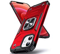 DASFOND Designed for iPhone 12 Mini Case, Military Grade Shockproof Protective Phone Case Cover with Enhanced Metal Ring Kickstand [Support Magnet Mount] for iPhone 12 Mini 5.4 inch, Red