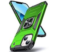 DASFOND Designed for iPhone 13 Mini Case, Military Grade Shockproof Protective Phone Case Cover with Enhanced Metal Ring Kickstand [Support Magnet Mount] for iPhone 13 Mini 5.4 inch, Grass Green