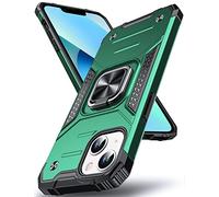 DASFOND Designed for iPhone 13 Mini Case, Military Grade Shockproof Protective Phone Case Cover with Enhanced Metal Ring Kickstand [Support Magnet Mount] for iPhone 13 Mini 5.4 inch, Dark Green