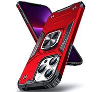 DASFOND Designed for iPhone 13 Pro Case, Military Grade Shockproof Protective Phone Case Cover with Enhanced Metal Ring Kickstand [Support Magnet Mount] for iPhone 13 Pro 6.1 inch, Red