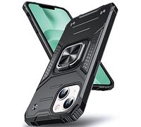 DASFOND Designed for iPhone 14 Case, Military Grade Shockproof Protective Phone Case Cover with Enhanced Metal Ring Kickstand [Support Magnet Mount] for iPhone 14 6.1 inch, Black