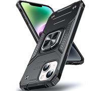 DASFOND Designed for iPhone 15 Case, Military Grade Shockproof Protective Phone Case Cover with Enhanced Metal Ring Kickstand [Support Magnet Mount] for iPhone 15 6.1 inch, Black