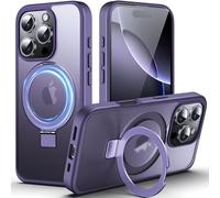 DASFOND Designed for iPhone 16 Pro Case with Mag-Safe, 12 FT Military Shockproof, 20W Safe & Fast Charging, Translucent Matte Slim Velvety Touch, Magnetic Kickstand iPhone 16 Pro Cover 6.3", Purple