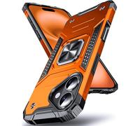DASFOND Designed for iPhone 17 Case, Military Grade Shockproof Protective Phone Case Cover with Enhanced Metal Ring Kickstand [Support Magnet Mount] for iPhone 17 6.3 inch, Orange