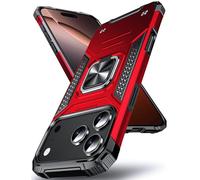 DASFOND Designed for iPhone 17 Pro Max Case with Stand, Enhanced 360° Rotatable Metal Ring Kickstand Military Grade Impact Resistant Shockproof Protective Phone Case Cover for iPhone 17 Pro Max, Red