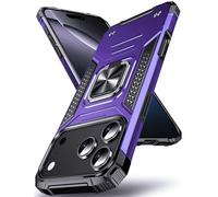 DASFOND Designed for iPhone 17 Pro Max Case with Stand, Enhanced 360° Rotatable Metal Ring Kickstand MIL Grade Impact Resistant Shockproof Protective Phone Case Cover for iPhone 17 Pro Max, Purple