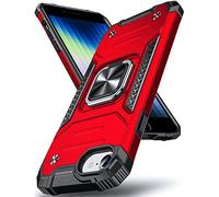 DASFOND Designed for iPhone SE 2022/SE 2020 Case iPhone 8/7/6/6s, Military Grade Shockproof Protective Phone Case Cover with Enhanced Metal Ring Kickstand [Support Magnet Mount], Red