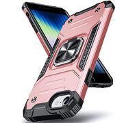 DASFOND Designed for iPhone SE 2022/SE 2020 Case iPhone 8/7/6/6s, Military Grade Shockproof Protective Phone Case Cover with Enhanced Metal Ring Kickstand [Support Magnet Mount], Rose Gold