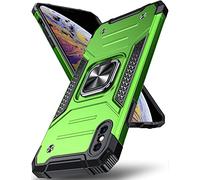 DASFOND Designed for iPhone XS MAX Case, Military Grade Shockproof Protective Phone Case Cover with Enhanced Metal Ring Kickstand [Support Magnet Mount] for iPhone XS MAX 6.5 inch, Grass Green