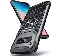 DASFOND Galaxy S10 Case, Military Grade Shockproof Protective Phone Case Cover with Enhanced Metal Ring Kickstand [Support Magnet Mount] Compatible with Samsung Galaxy S10, Black