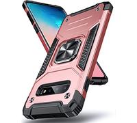 DASFOND Galaxy S10 Plus Case, Military Grade Shockproof Protective Phone Case Cover with Enhanced Metal Ring Kickstand [Support Magnet Mount] Compatible with Samsung Galaxy S10+ Plus, Rose Gold