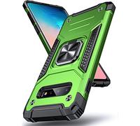 DASFOND Galaxy S10 Plus Case, Military Grade Shockproof Protective Phone Case Cover with Enhanced Metal Ring Kickstand [Support Magnet Mount] Compatible with Samsung Galaxy S10+ Plus, Grass Green