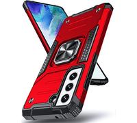 DASFOND Galaxy S21 FE 5G Case, Military Grade Shockproof Protective Phone Case Cover with Enhanced Metal Ring Kickstand [Support Magnet Mount] Compatible with Samsung Galaxy S21 FE, Red