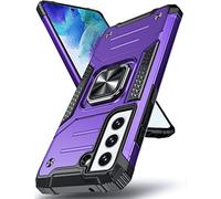 DASFOND Galaxy S21 FE 5G Case, Military Grade Shockproof Protective Phone Case Cover with Enhanced Metal Ring Kickstand [Support Magnet Mount] Compatible with Samsung Galaxy S21 FE, Purple