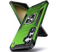 DASFOND Galaxy S23 FE Case, Military Grade Shockproof Protective Phone Case Cover with Enhanced Metal Ring Kickstand [Support Magnet Mount] Compatible with Samsung Galaxy S23 FE, Grass Green