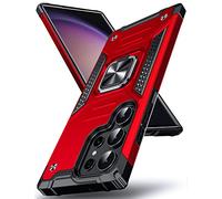 DASFOND Galaxy S23 Ultra 5G Case, Military Grade Shockproof Protective Phone Case Cover with Enhanced Metal Ring Kickstand [Support Magnet Mount] Compatible with Samsung Galaxy S23 Ultra, Red
