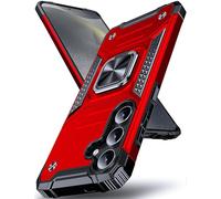 DASFOND Galaxy S24 Case, Military Grade Shockproof Protective Phone Case Cover with Enhanced Metal Ring Kickstand [Support Magnet Mount] Compatible with Samsung Galaxy S24, Red