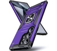 DASFOND Galaxy S24 Ultra Case, Military Grade Shockproof Protective Phone Case Cover with Enhanced Metal Ring Kickstand [Support Magnet Mount] Compatible with Samsung Galaxy S24 Ultra, Purple