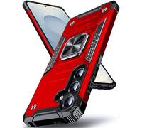 DASFOND Galaxy S25 FE Case with Stand, Enhanced 360° Rotatable Metal Ring Kickstand Military Grade Impact Resistant Shockproof Protective Phone Case Cover for Samsung Galaxy S25 FE, Red