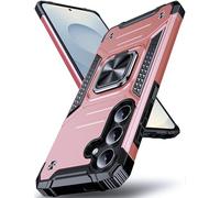 DASFOND Galaxy S25 FE Case with Stand, Enhanced 360° Rotatable Metal Ring Kickstand Military Grade Impact Resistant Shockproof Protective Phone Case Cover for Samsung Galaxy S25 FE, Rose Gold