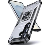 DASFOND Galaxy S25 FE Case with Stand, Enhanced 360° Rotatable Metal Ring Kickstand Military Grade Impact Resistant Shockproof Protective Phone Case Cover for Samsung Galaxy S25 FE, Silver