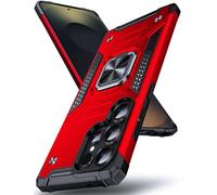 DASFOND Galaxy S25 Ultra Case, Military Grade Shockproof Protective Phone Case Cover with Enhanced Metal Ring Kickstand [Support Magnet Mount] Compatible with Samsung Galaxy S25 Ultra, Red