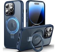 DASFOND Mag-Stand Designed for iPhone 14 Pro Case, 2023 Upgraded [All-in-1] [Compatible with MagSafe] Invisible Ring Kickstand Transparent Matte Phone Case Cover for iPhone 14 Pro 6.1 inch, Blue