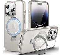 DASFOND Mag-Stand Designed for iPhone 14 Pro Case, 2023 Upgraded [All-in-1] [Compatible with MagSafe] Invisible Ring Kickstand Transparent Matte Phone Case Cover for iPhone 14 Pro 6.1 inch, Gray