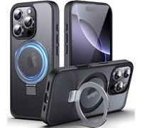 DASFOND Mag-Stand Designed for iPhone 16 Pro Max Case, Upgraded [All-in-1] [Compatible with MagSafe] Invisible Ring Kickstand Transparent Matte Phone Case Cover for iPhone 16 Pro Max 6.9 inch, Black