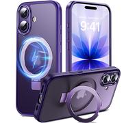 DASFOND Mag-Stand Designed for iPhone 17 Case, [Compatible with MagSafe] All-in-1 Invisible Ring Kickstand Shockproof Translucent Matte Slim Velvety Touch Magnetic Case Cover for iPhone 17, Purple
