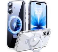 DASFOND Mag-Stand Designed for iPhone 17 Clear Case, [Compatible with MagSafe] All-in-1 Invisible Ring Kickstand Military Grade Shockproof Transparent Magnetic Case Cover for iPhone 17, Clear