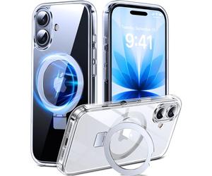 DASFOND Mag-Stand Designed for iPhone 17 Clear Case, [Compatible with MagSafe] All-in-1 Invisible Ring Kickstand Military Grade Shockproof Transparent Magnetic Case Cover for iPhone 17, Clear