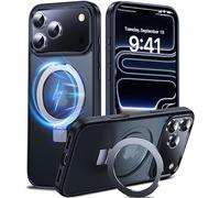 DASFOND Mag-Stand Designed for iPhone 17 Pro Max Case, [Compatible with MagSafe] All-in-1 Invisible Ring Kickstand Shockproof Translucent Matte Slim Magnetic Case Cover for iPhone 17 Pro Max, Black