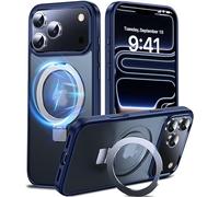 DASFOND Mag-Stand Designed for iPhone 17 Pro Max Case, [Compatible with MagSafe] All-in-1 Invisible Ring Kickstand Shockproof Translucent Matte Slim Magnetic Case Cover for iPhone 17 Pro Max, Blue