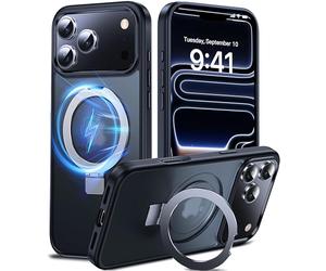 DASFOND Mag-Stand Designed for iPhone 17 Pro Max Case, [Compatible with MagSafe] All-in-1 Invisible Ring Kickstand Shockproof Translucent Matte Slim Magnetic Case Cover for iPhone 17 Pro Max, Black