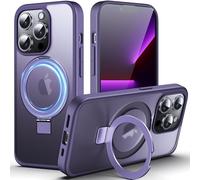 DASFOND Magnetic Designed for iPhone 13 Pro Case [Compatible with Mag-Safe] [Invisible Ring Kickstand] Slim Translucent Matte Shockproof Anti-Fingerprint Cover Case for iPhone 13 Pro 6.1", Purple