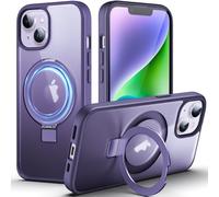 DASFOND Magnetic Designed for iPhone 14/13 Case [Compatible with Mag-Safe] [Invisible Ring Kickstand] Slim Translucent Matte Shockproof Anti-Fingerprint Cover Case for iPhone 14/13 6.1", Purple