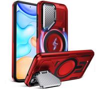 DASFOND Shield Series for Samsung Galaxy S23 Case with Camera Stand Cover [Compatible with MagSafe] Full Body Military Shockproof Protection Heavy Duty Rugged Magnetic Phone Case Galaxy S23, Red