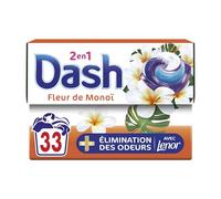 Dash 2-in-1 Pods Detergent in Capsules, 33 Washes, Fleur de Monoi Fragrance, 3 Weeks Freshness * with Lenor Fabric Softener, Made in France