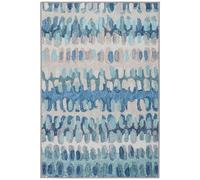 Dash & Albert Paint Chip Machine Washable Rug, 2.5 X 8 Feet, Blue Geometric Pattern