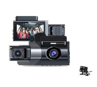 Dash Cam, 3 Channel Dash Cam, 3Inch 1080P HD Screen Night Vision Wide Angles Emergecy Lock Stop Triple Camera Driving Recorder