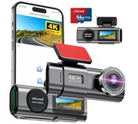 Dash Cam 4K UHD Front Dashcam with 64GB SD Card 2160P WiFi Car Camera,Smart App Control,WDR,Night Vision,Park Mode,G-Sensor,Loop Record,Support Max 256GB
