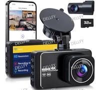 Dash Cam, 4K Ultra HD Front Camera + 2K Rear Cameras, 5G WiFi, Faster Download Speeds App, Compatible with iOS Android, WDR Night Vision, Car Camera with