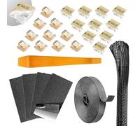 Dash Cam Cable Management Kit - Trim Tool, 20 Cable Clips with 3M Adhesive, 3m Reusable Ties, 50cm Sleeve, Foam Pads & Cloth - In-Car Wire Organiser for Dashboard & Interior