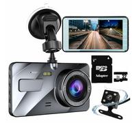 Dash Cam for Car With 32GB Memory Card, Front and Rear Cameras 1080P Full HD, 4'' Screen Car Camera 170° Wide Angle, G-Sensor, Loop Recording, Parking Monitor, Night Vision, Motion Detection