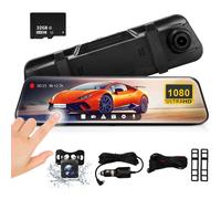 Dash Cam Front and Rear, 10'' FHD IPS Touch Screen Dual Dashcam, 1080P 4K Mirror Dash Cam, 170 Wide Angle, Super Night Vision, Loop Recording, 24H P