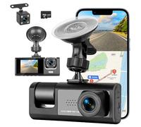 Dash Cam Front and Rear 1080P Full HD, Built-in WiFi Dash Cam with 64GB Card 2" IPS Screen - 3 Channel Dash Camera for Cars, 170° Wide Angle WDR, Super Night Vision, G-Sensor, Loop Recording