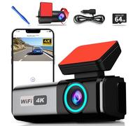 Dash Cam Front and Rear, 4K + 1080P Dual Dash Camera for Cars with Free 64GB Card, 5GHz WiFi, 360° Swivel Rear Camera, App Control, WDR, G-Sensor, Night Vision, Loop Recording, Parking Mode