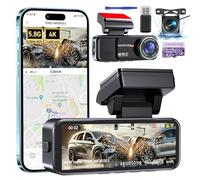 Dash Cam Front and Rear, 4K Dash Cam Built-in 5.8G WiFi GPS ADAS Dashcam,3.2" IPS Screen Dash Camera with Free 32GB Card,G-Sensor,Loop Recording,WDR,Night Vision Dashboard Camera
